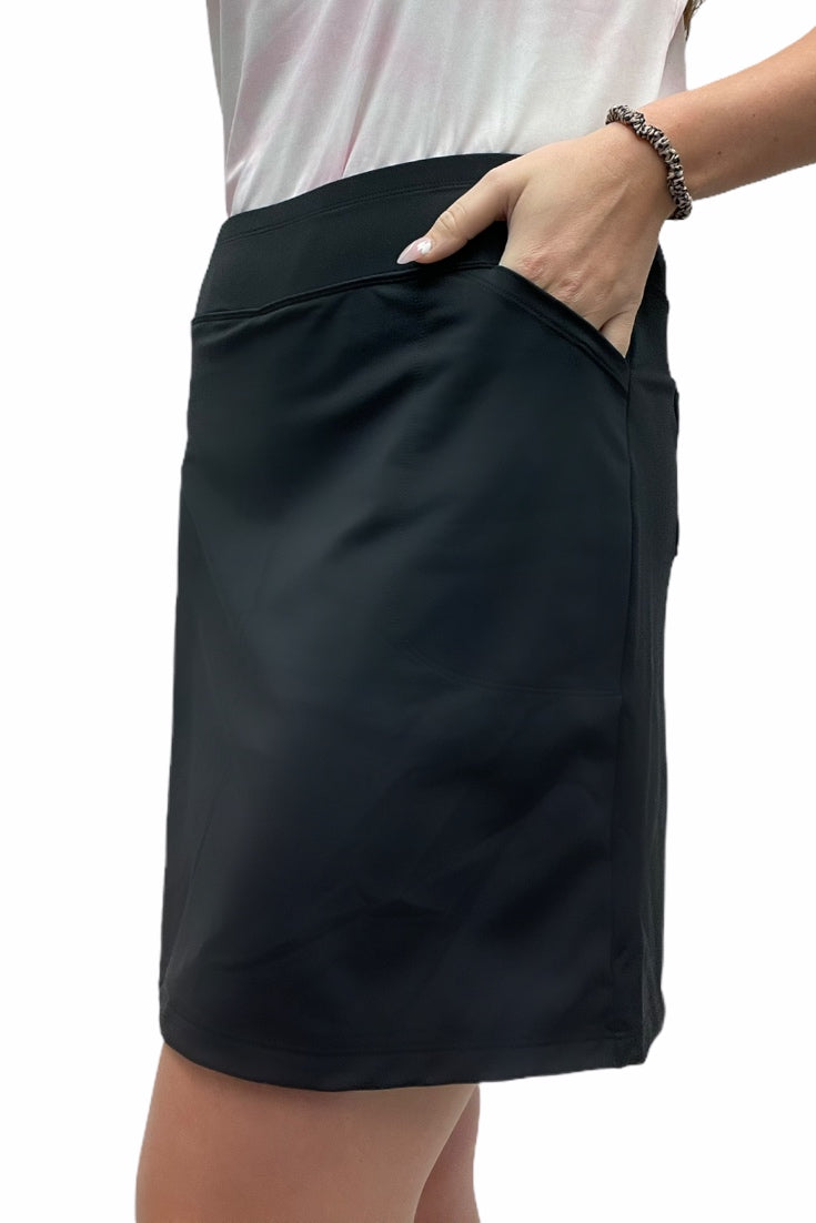 Bskinz Women's Knit Solid Stretch Pull-On 18" Skort-Black