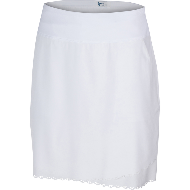 Greg Norman Ladies Basic Lightweight Laser Trimmed 18" Pull On Golf Skort-White