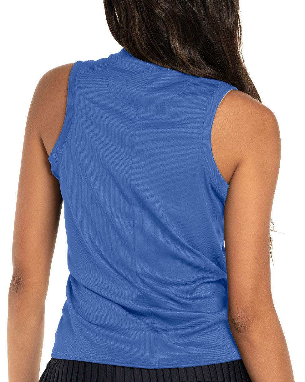 Lucky in Love Twist It Up Zip Sleeveless Shirt- Blue Marine