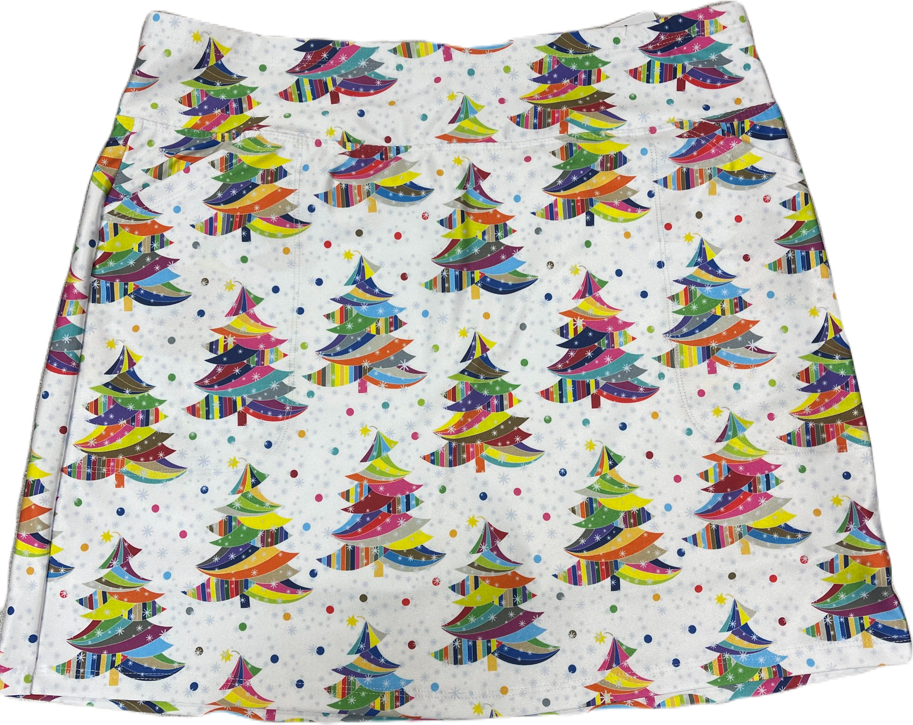 Bskinz Women's Knit Printed Stretch 18" Pull-On Skort- Tinseltown White