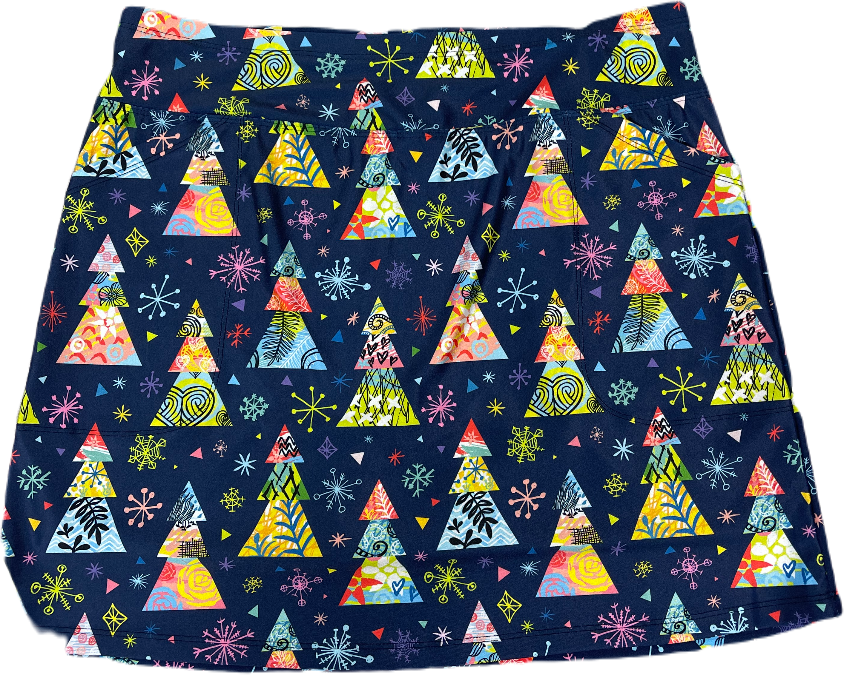 Bskinz Women's Knit Printed Stretch 18" Pull-On Skort- Tinseltown Navy