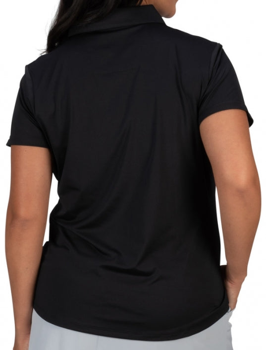Nancy Lopez Plus Trinity Printed Short Sleeved Shirt-Black