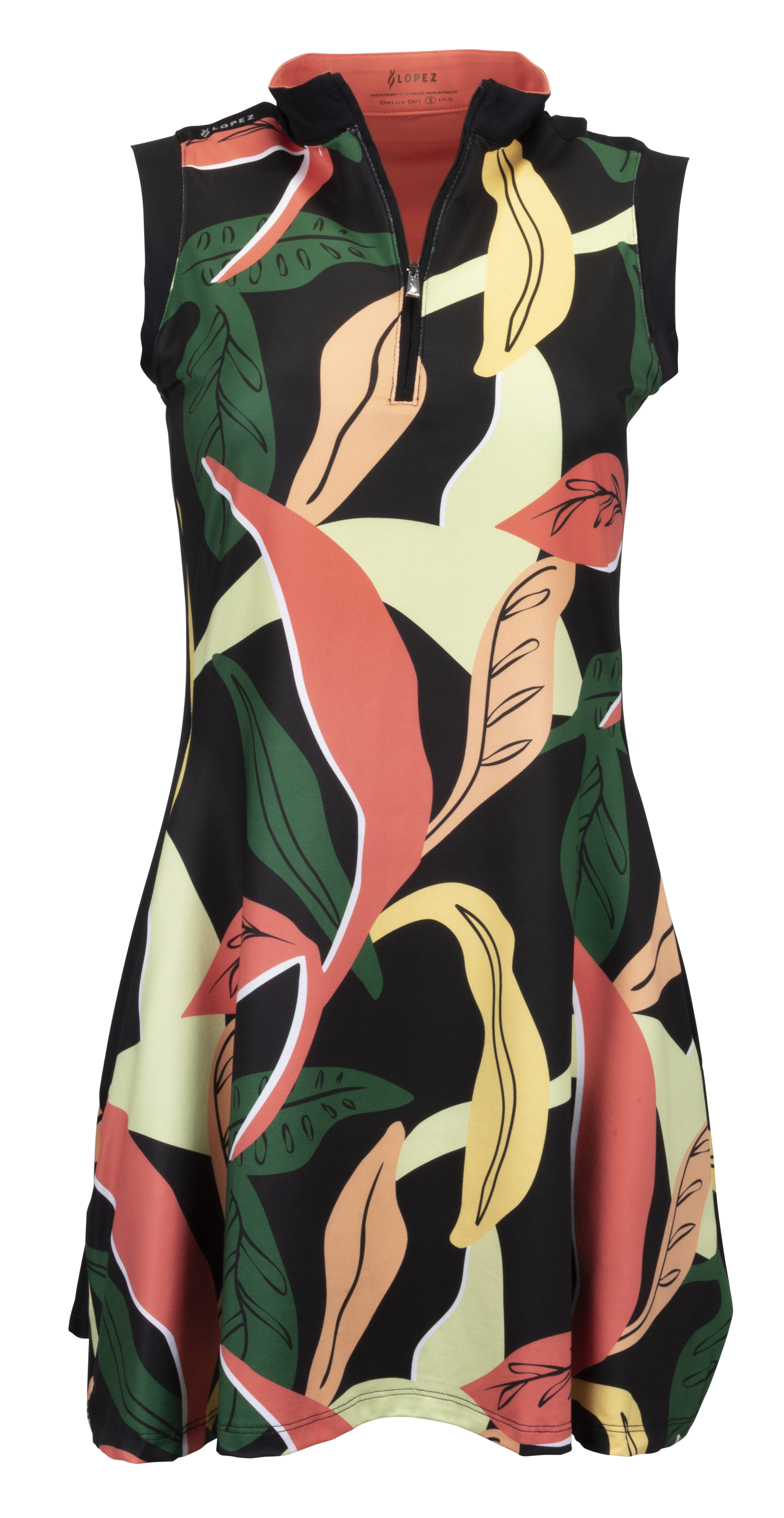 Nancy Lopez Bahama Print Sleeveless Dress-Black