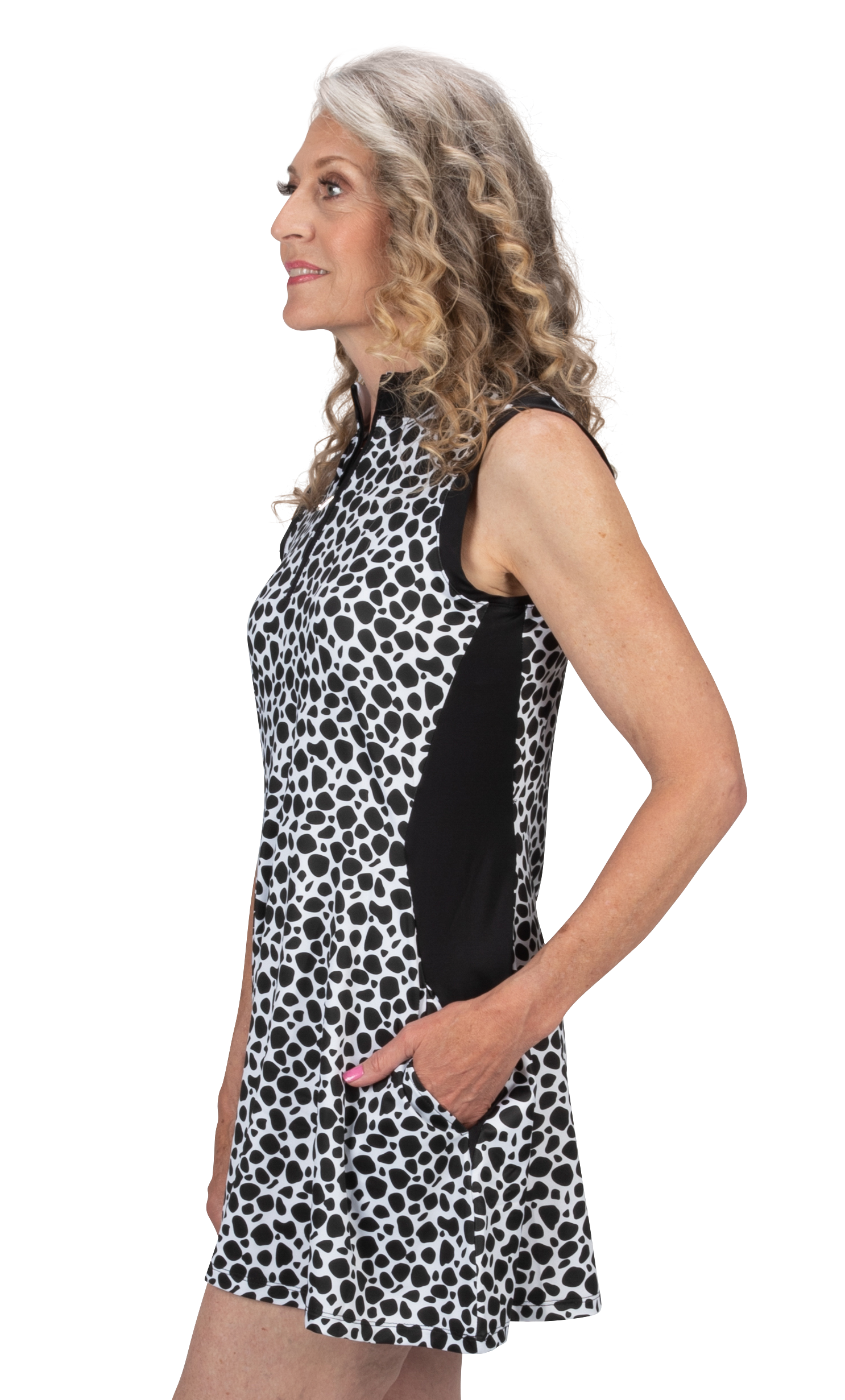 Nancy Lopez Plus Lux Sleeveless Dress-Black/White