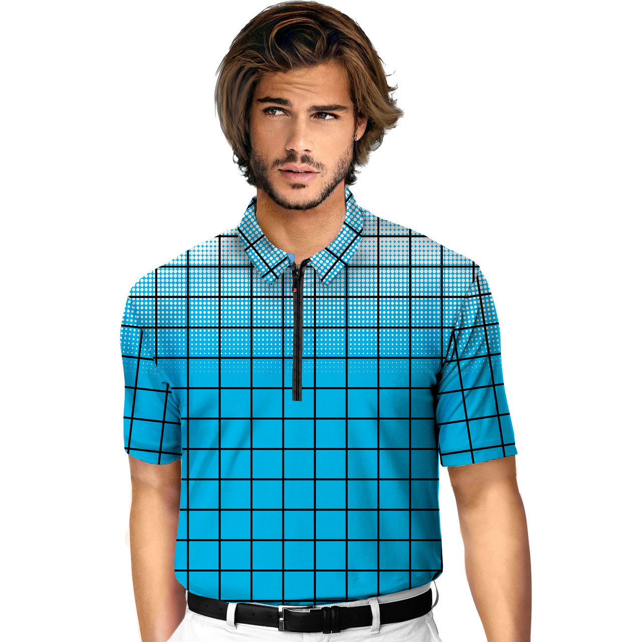 Jamie Sadock Mens Half Tone Print Golf Shirt-Mint