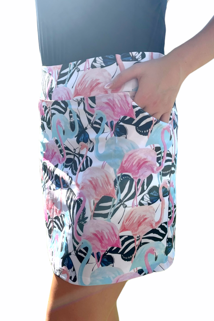 Bskinz Women's Knit Printed Stretch 20" Pull-On Skort- Amelia