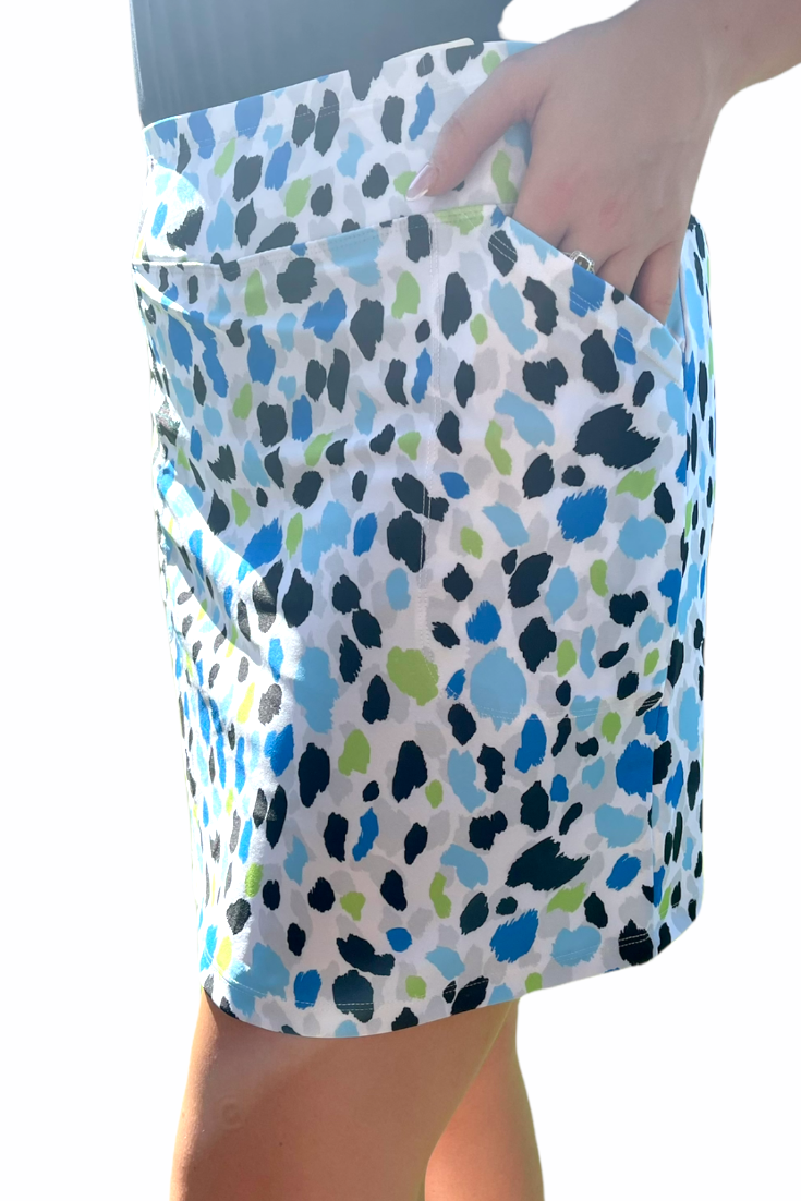 Bskinz Women's Knit Printed Stretch 18" Pull-On Skort-Jeweled Leopard