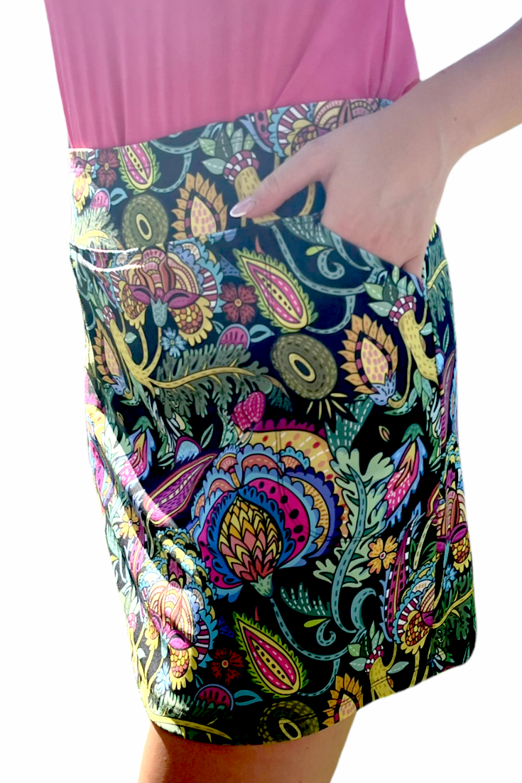 Bskinz Women's Knit Printed Stretch 20" Pull-On Skort- St Tropez