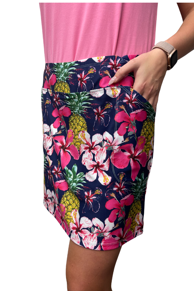 Bskinz Women's Solid Knit Stretch Pull-On 18" Skort- Pineapple