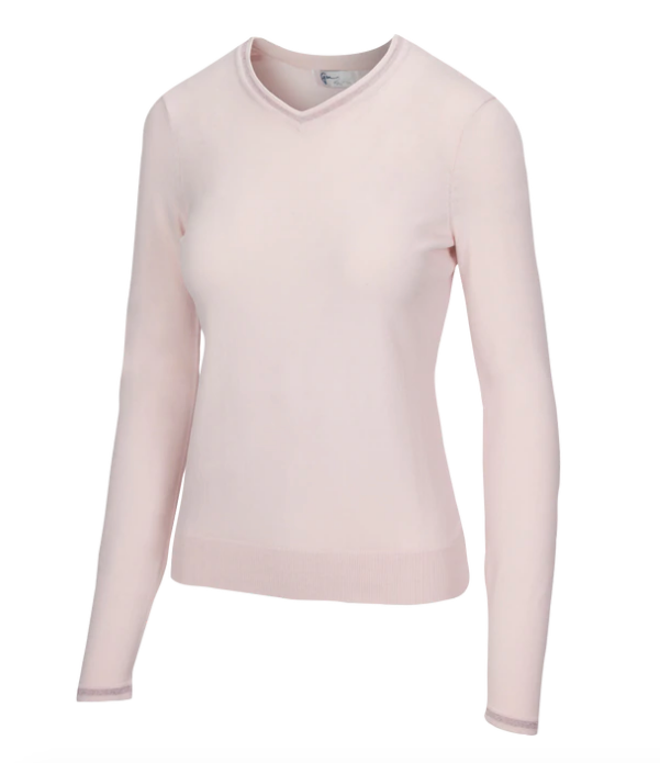 Greg Norman Lurex Tipped V-Neck Sweater-Pink, Gray, or Black