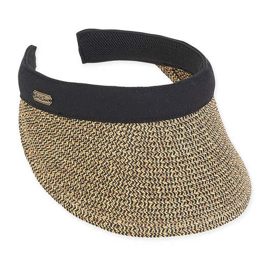 Sun N Sand Braided 3.5" Raffia Brim Clip On Visor-White, Tan, Navy