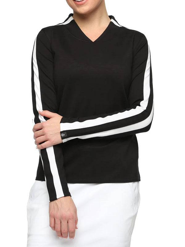 Belyn Key Solid Simone Pullover Long Sleeve Shirt-Black