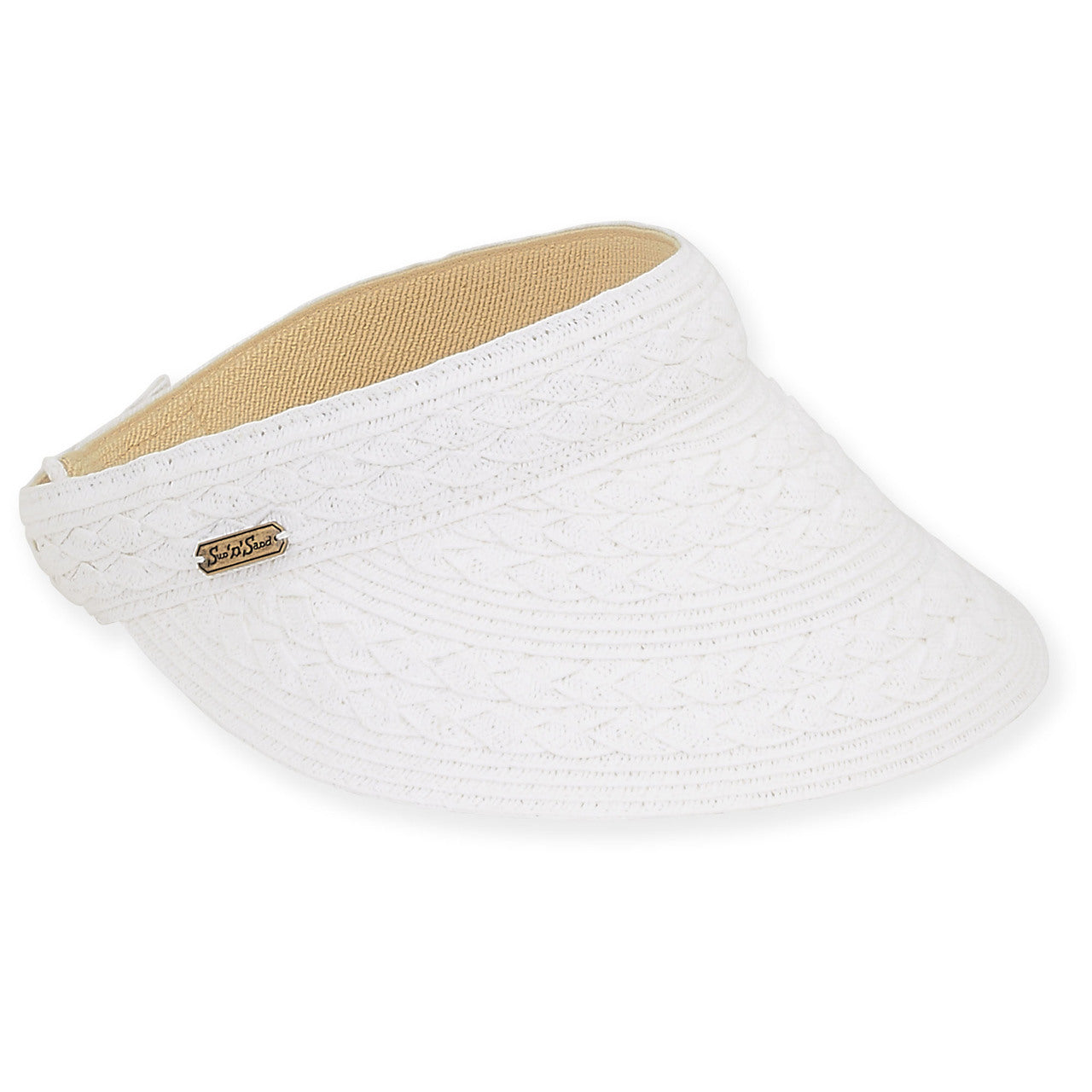 Sun N Sand Paper Braid 4" Velcro Visor-Natural, or White