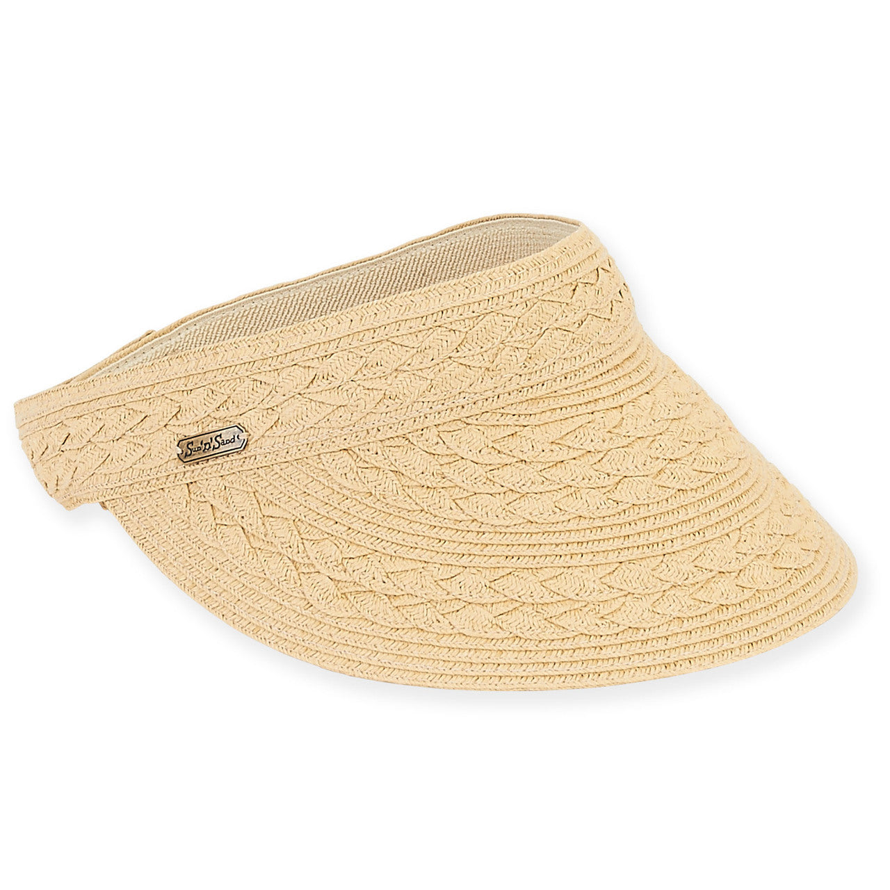 Sun N Sand Paper Braid 4" Velcro Visor-Natural, or White