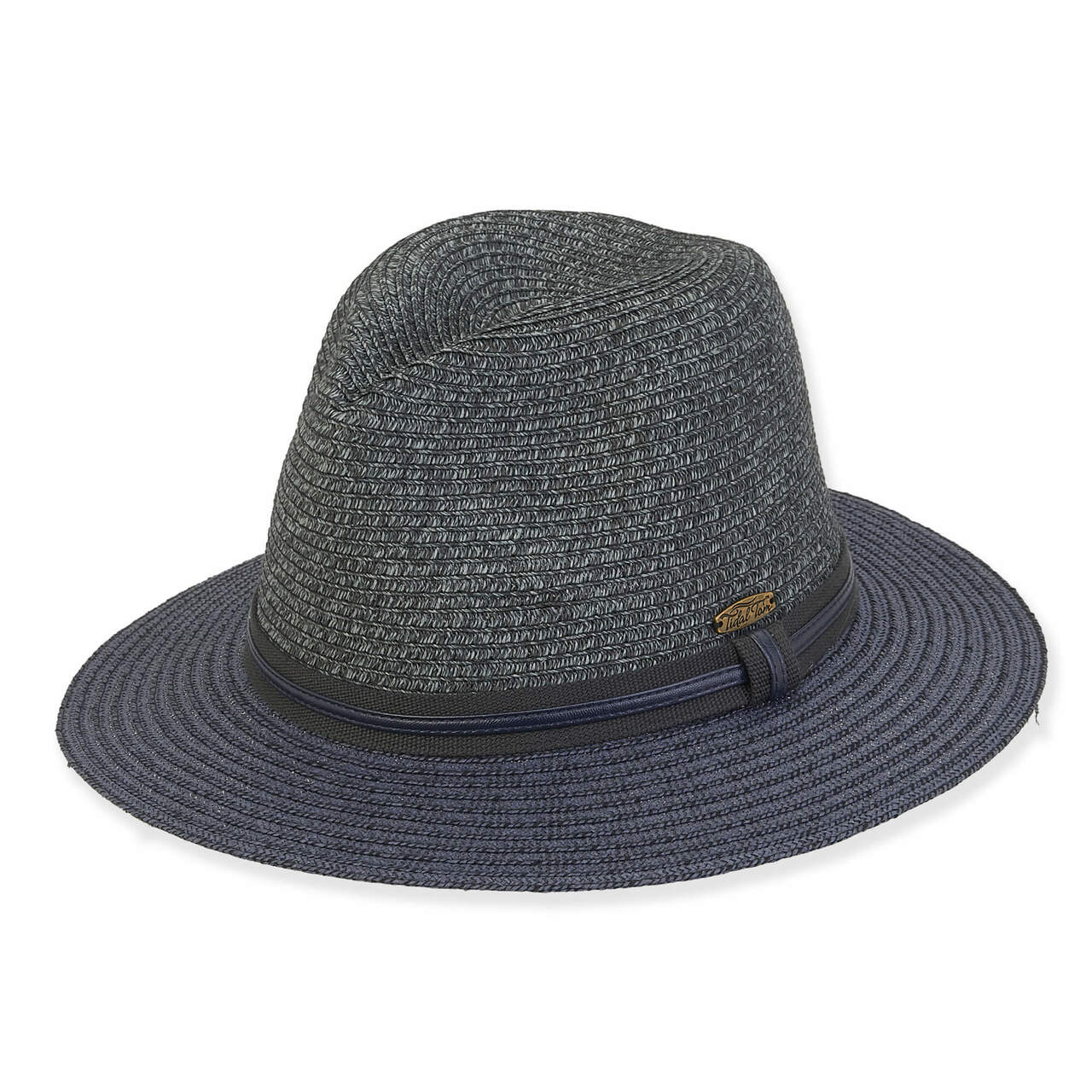 Sun N Sand Tidal Tom Unisex 2.5" Two Tone Safari Straw Hat-Navy or Natural