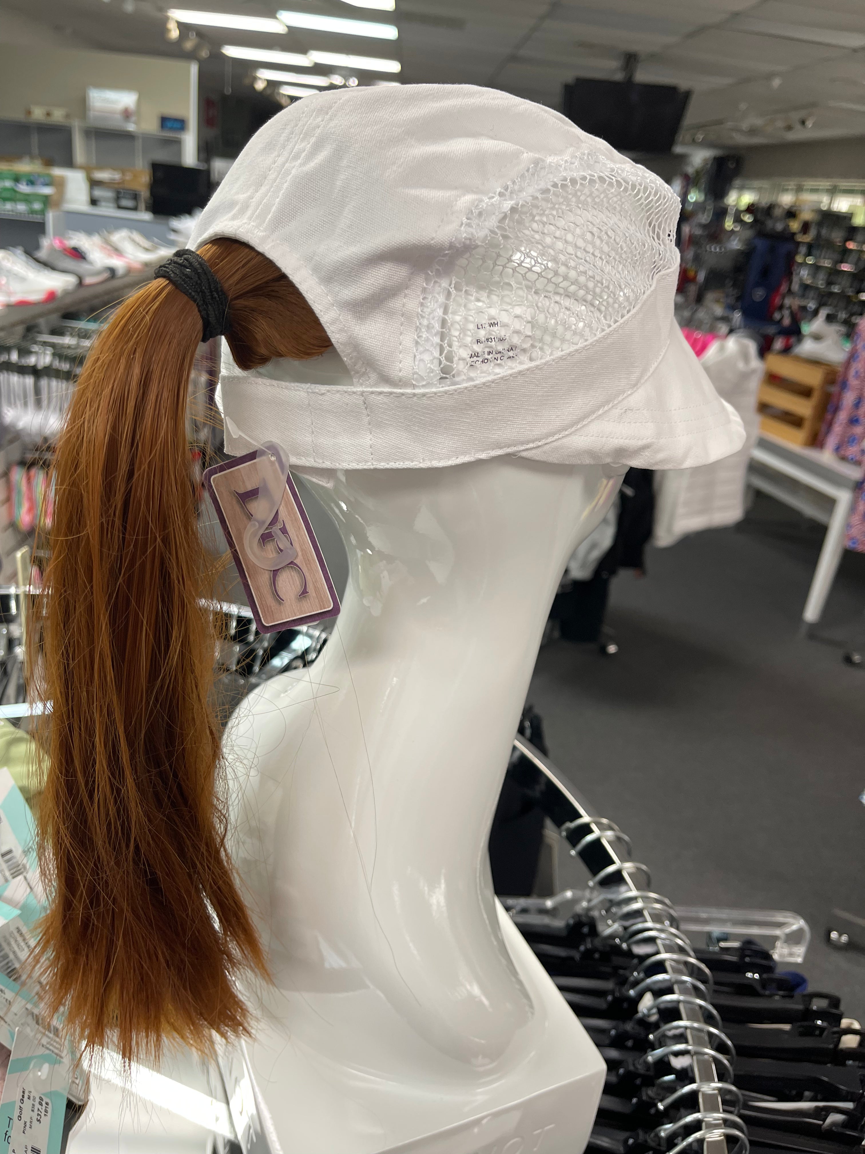 Dorfman Face Saver Cap with Mesh Sides-White