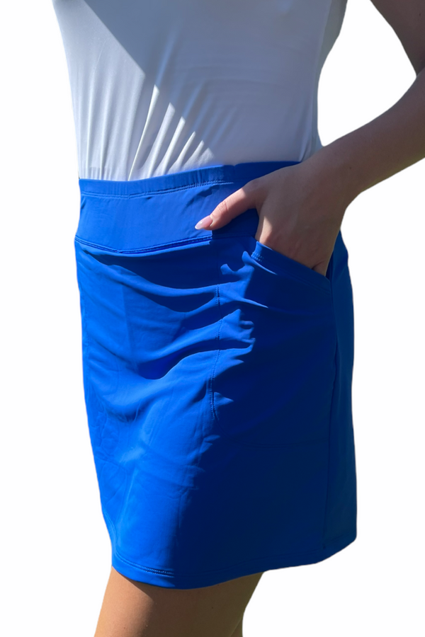 Bskinz Women's Knit Solid Stretch Pull-On 18" Skort-Royal Blue