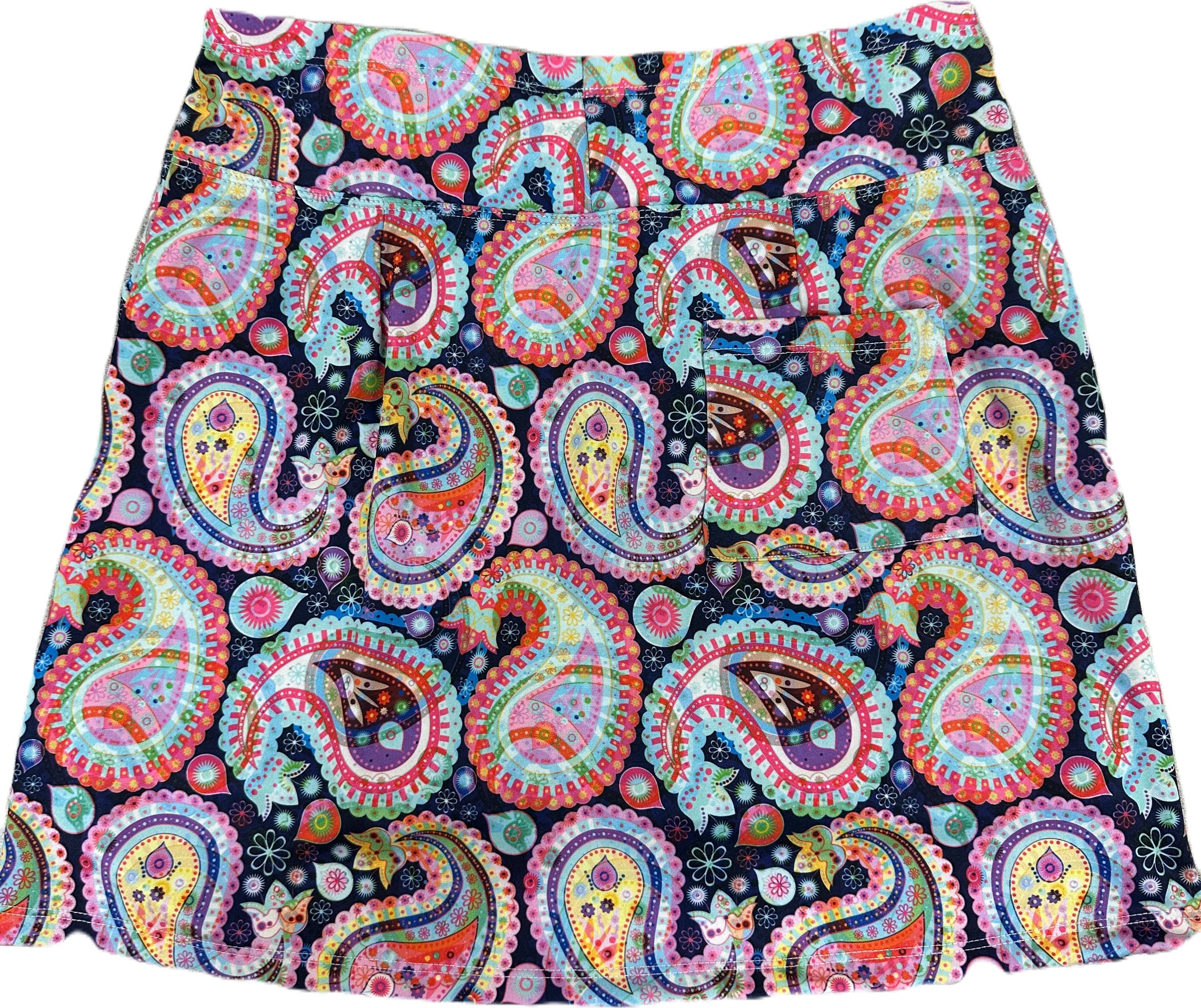 Bskinz Women's Knit Printed Stretch 18" Pull-On Skort- Peppermint Paisley