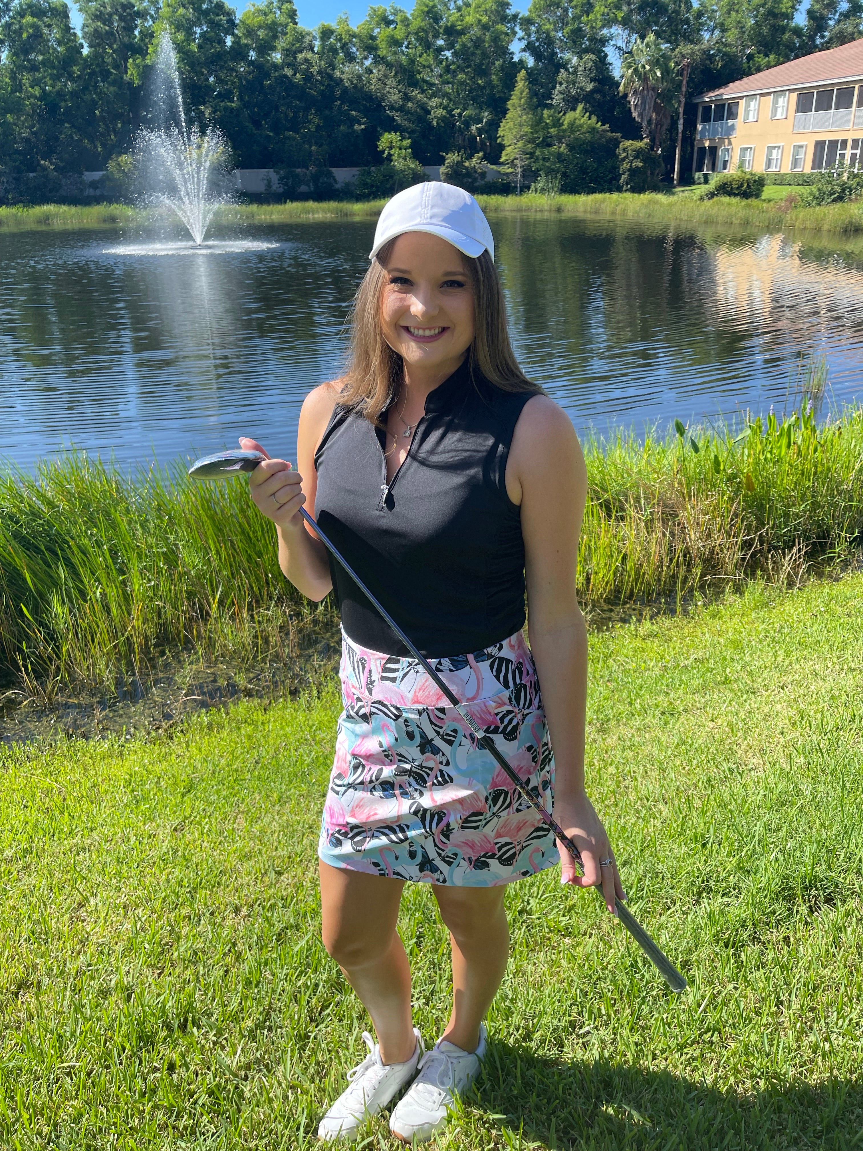 Bskinz Women's Knit Printed Stretch 18" Pull-On Skort-Amelia