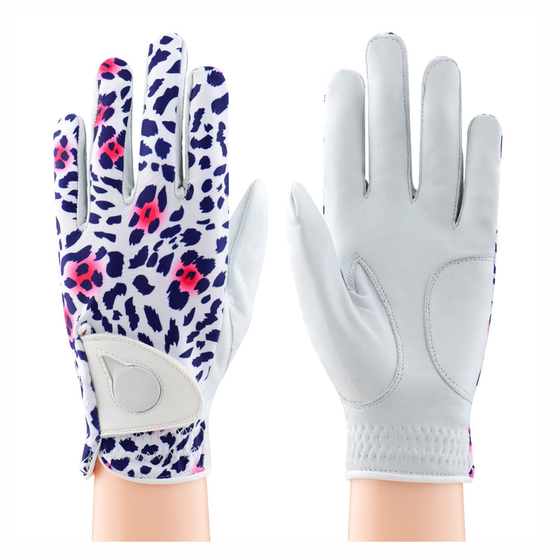 Golf Glove Printed Lycra and Leather palm with Matching Ballmarker-Animal Print