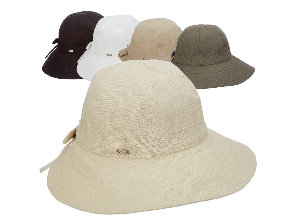 Dorfman Cotton Face Saver Cap with Bow-White, Black