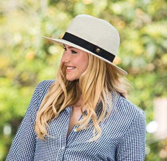 Wallaroo Palm Beach Unisex Straw Sun Protection Hat The Ladies Pro - Technical View