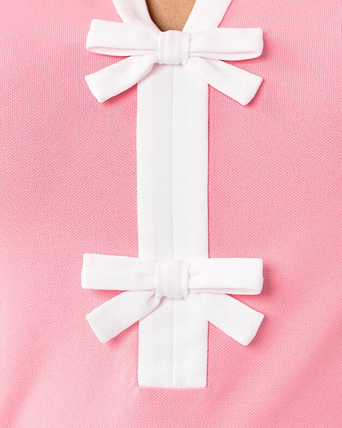 Lilly Pultizer UPF 50+ Luxletic Frida Bow Shirt-Conch Pink/White