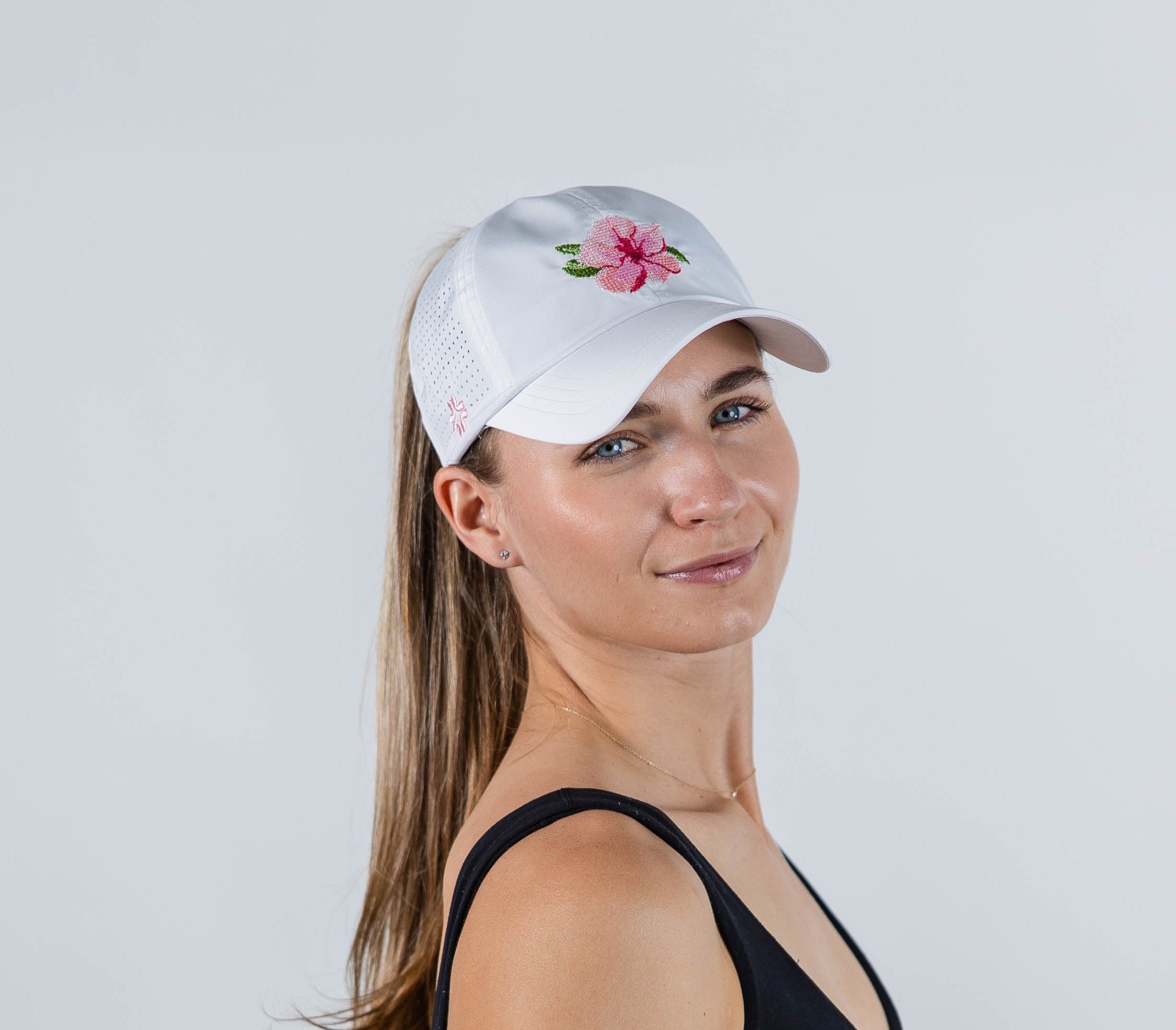 VimHue Women's Lightweight Fit Caps with Pony Opening-Sun Goddess Style-Embroidered Pink Azalea