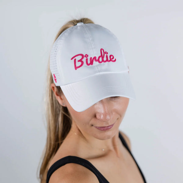 VimHue Women's Lightweight Fit Caps with Pony Opening-Sun Goddess Style-Embroidered Pink Birdie
