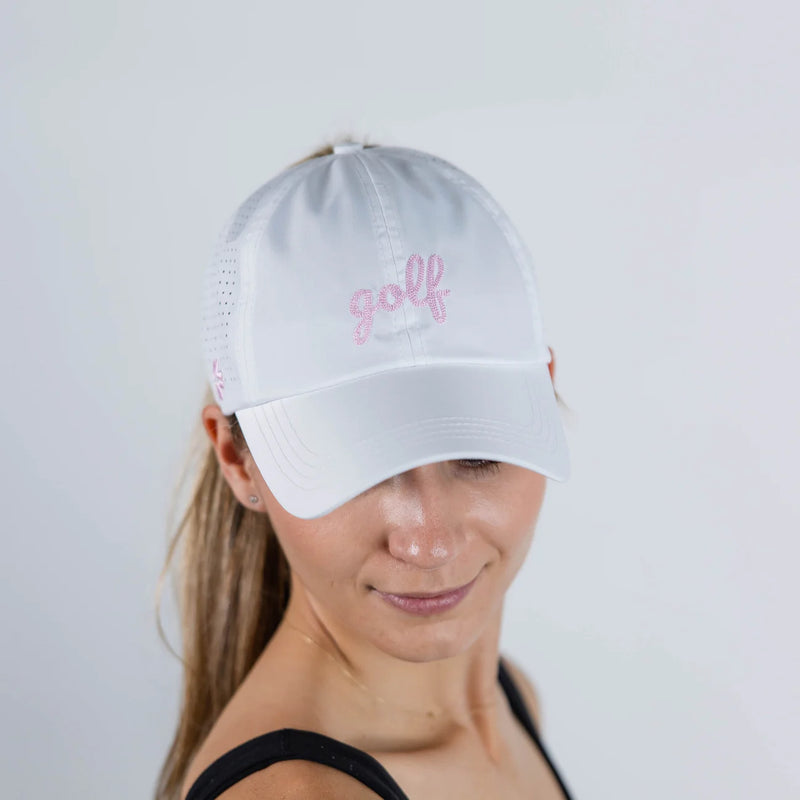 VimHue Women's Lightweight Fit Caps with Pony Opening-Sun Goddess Style-Embroidered Pink Golf