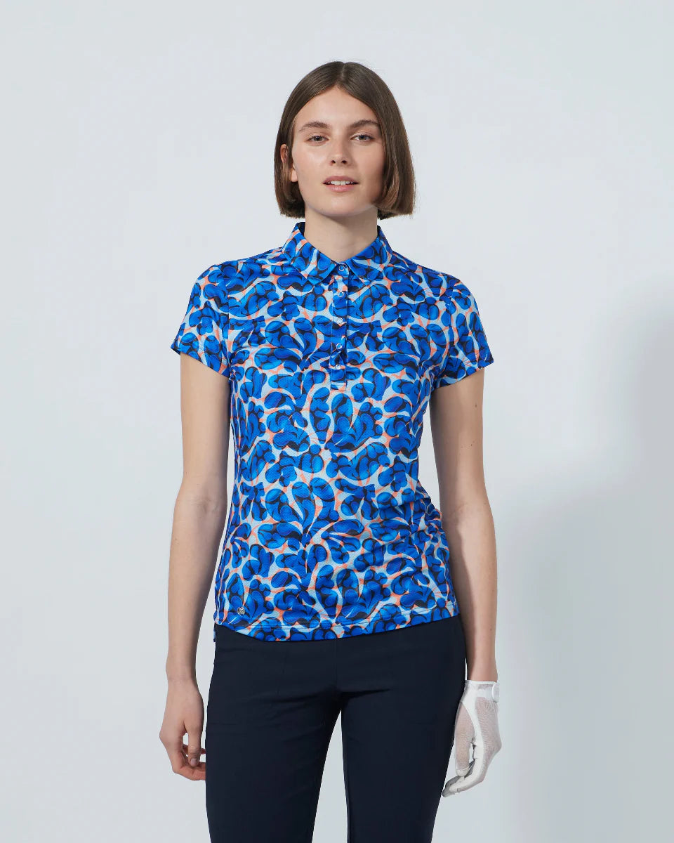 Daily Sports Sheermotion Cap Sleeve Polo Shirt-Organic Illusion Print