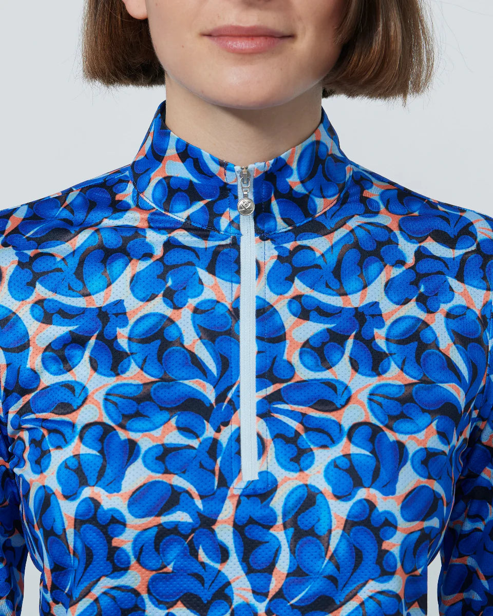 Daily Sports Sheermotion Long Sleeve Half Zip Top-Organic Illusion Print