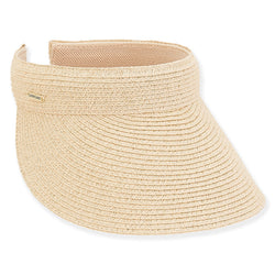Sun N Sand Braided 4" Sparkly Paper Braided Brim Clip On Visor-White, Natural, Brown, and Gray