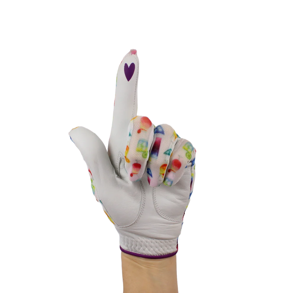 BOG Golf Glove Printed Lycra and Leather palm with Matching Ballmarker-19th Hole