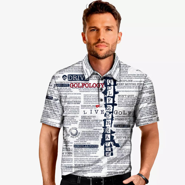 Jamie Sadock Mens Golfology Print Shirt-White/Navy/Red