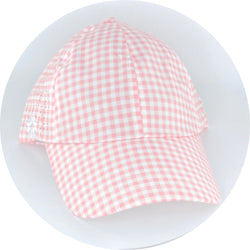 VimHue Women's Lightweight Fit Caps with Pony Opening-Sun Goddess Style-Pink Gingham