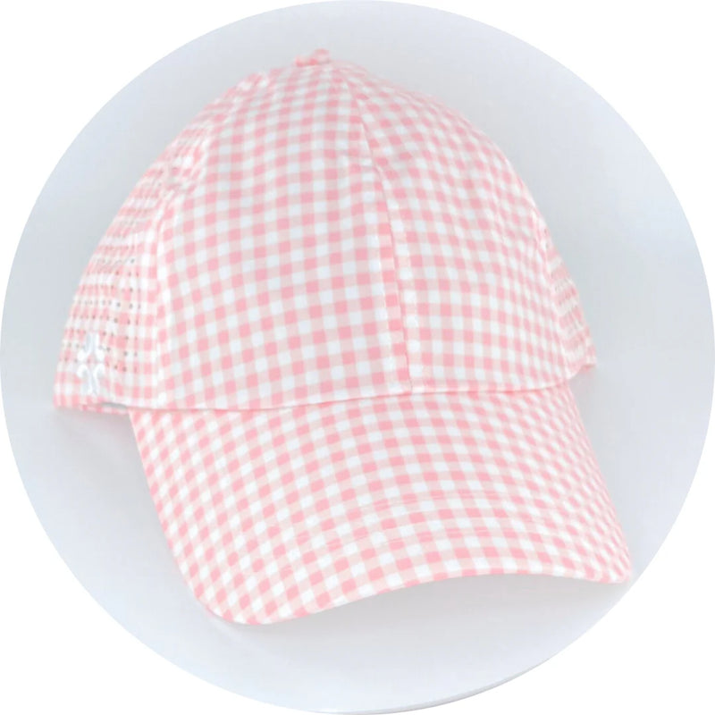 VimHue Women's Lightweight Fit Caps with Pony Opening-Sun Goddess Style-Pink Gingham