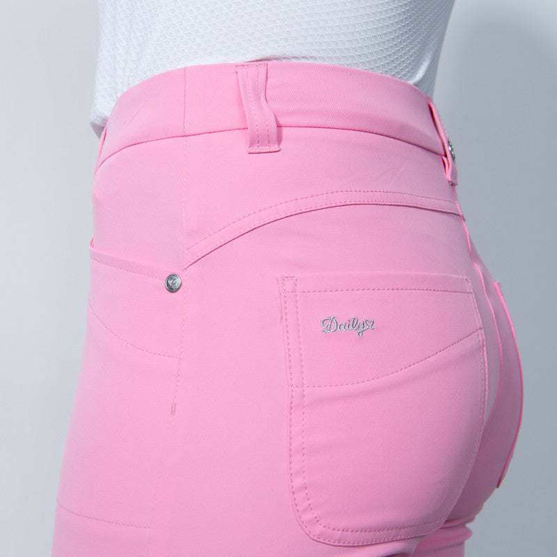 Daily Sport Basic Women's Solid Lyric 18" Stretch Bermuda Shorts-Pink Sky