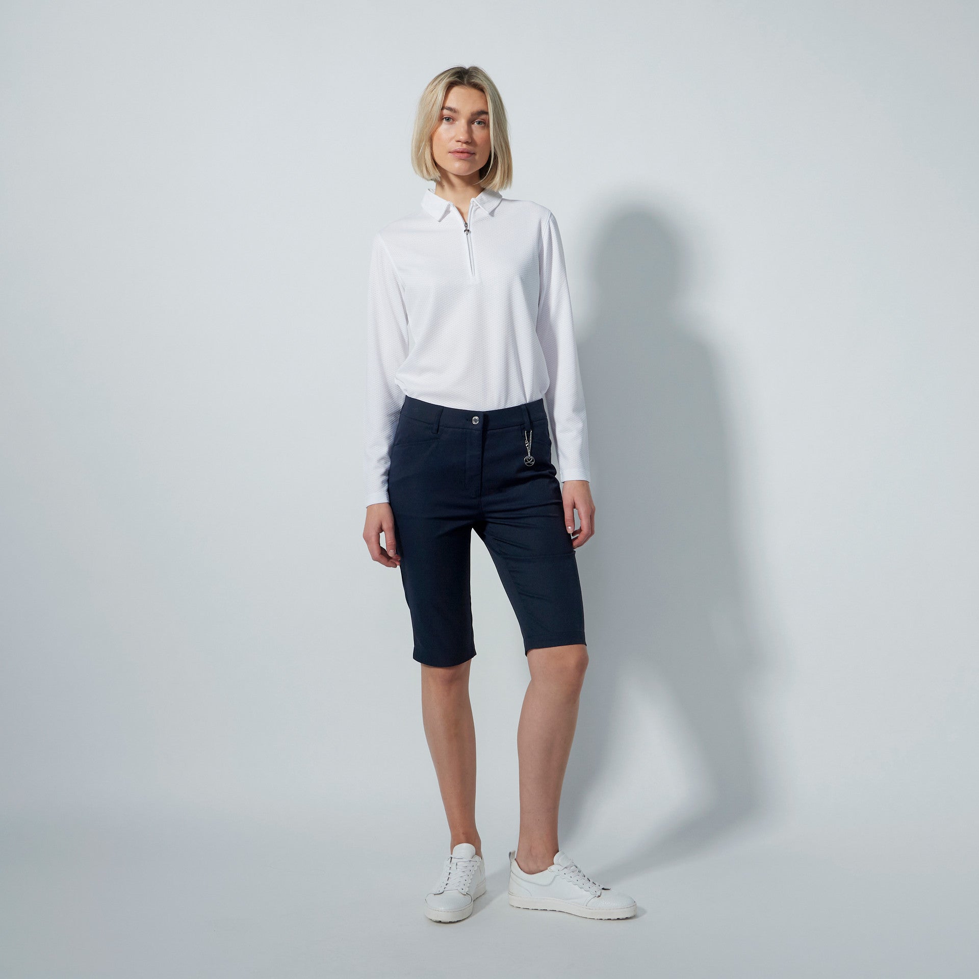 Daily Sports Basic Women's Solid Lyric Stretch Bermuda Shorts-White, Black, Tan, or Navy