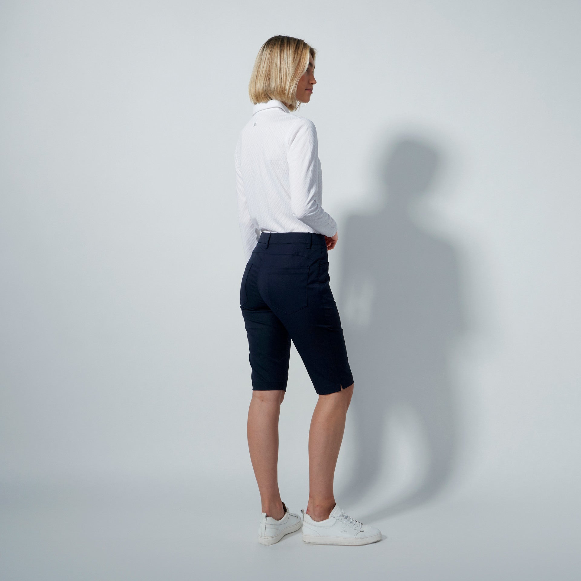 Daily Sports Basic Women's Solid Lyric Stretch Bermuda Shorts-White, Black, Tan, or Navy