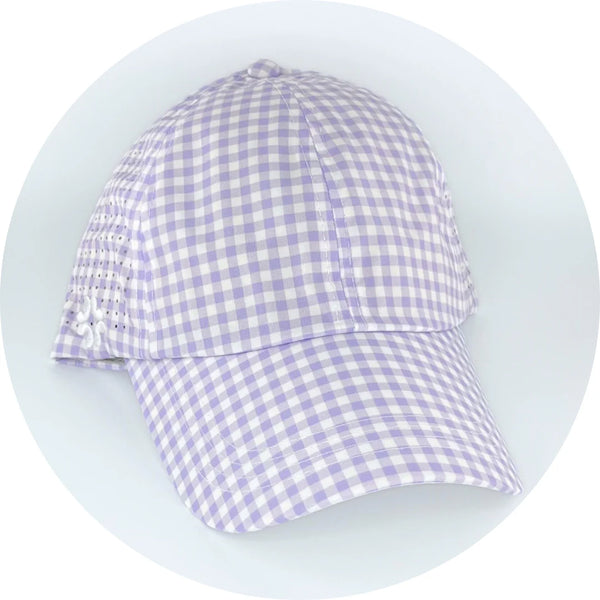 VimHue Women's Lightweight Fit Caps with Pony Opening-Sun Goddess Style-Lavender Gingham
