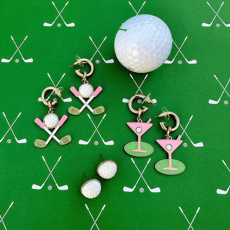 Canvas Flynn Golf Ball Stud Earrings in White