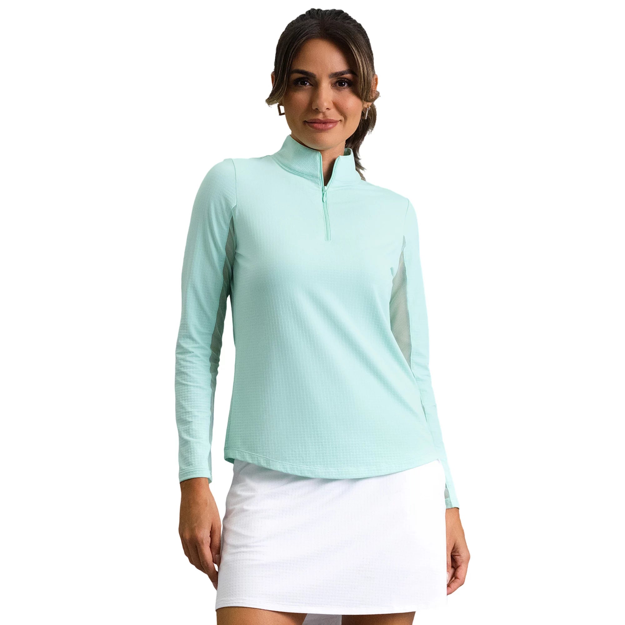 IBKUL Women's Long Sleeved Solid Mock Neck Golf Sun Protection Shirt- 18 Colors!