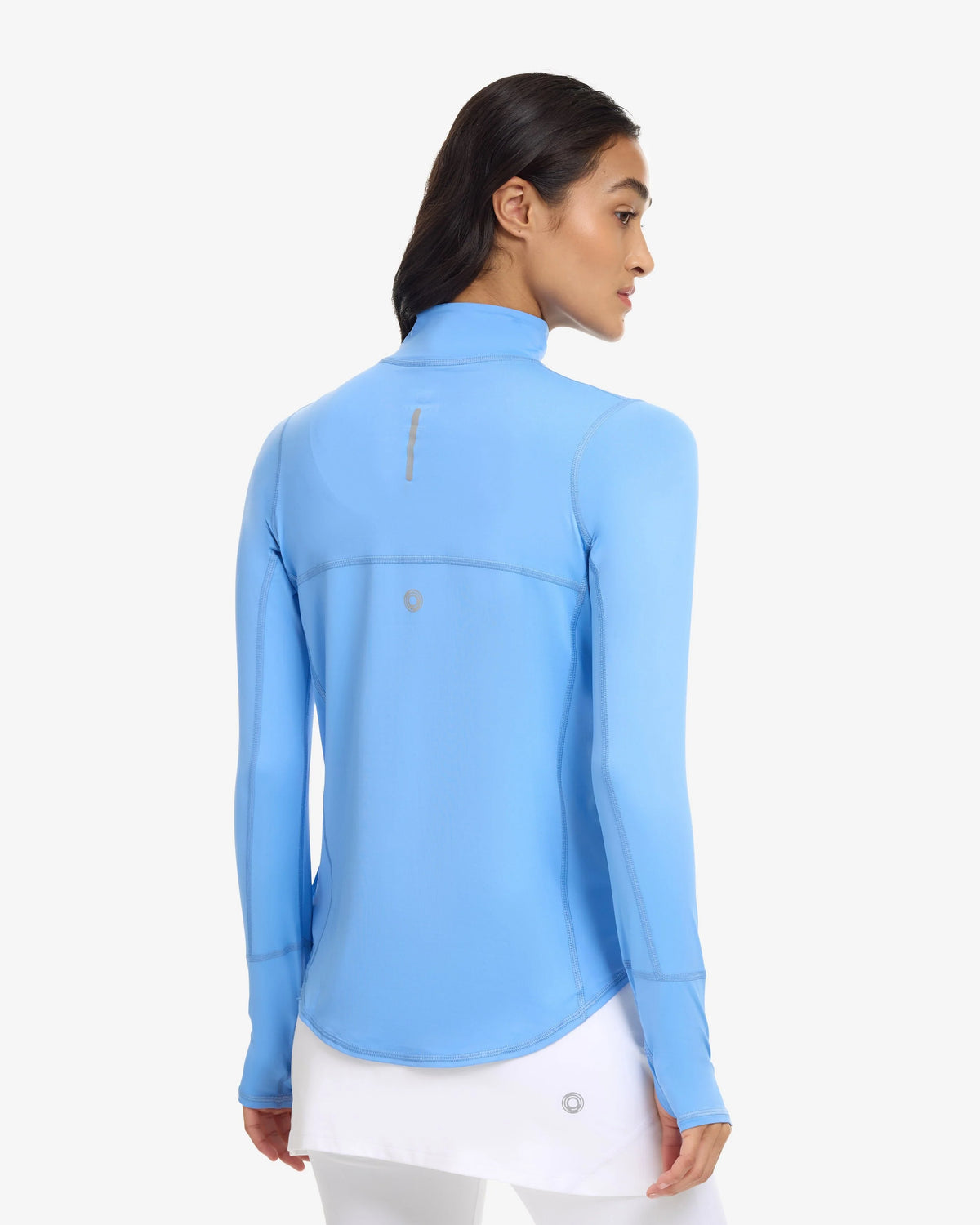 Bloq UV Women's Long Sleeved Relaxed Fit Solid Mock Neck Golf Sun Protection Shirt-Indigo Blue