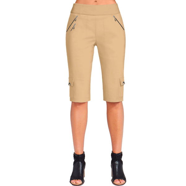 Jamie Sadock Cotton Candy Collection: NEW Basic Women's Skinnylicious Pull on 24.5" Knee Short-Creme Brulee