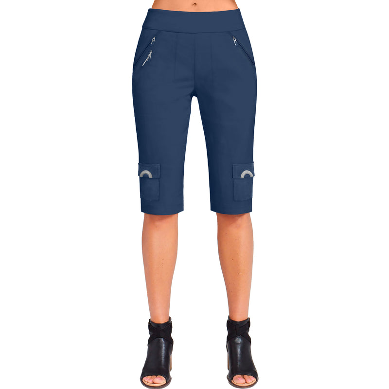 Jamie Sadock Basic Collection: NEW Basic Women's Skinnylicious Pull on 24.5" Knee Short-Navy Blue