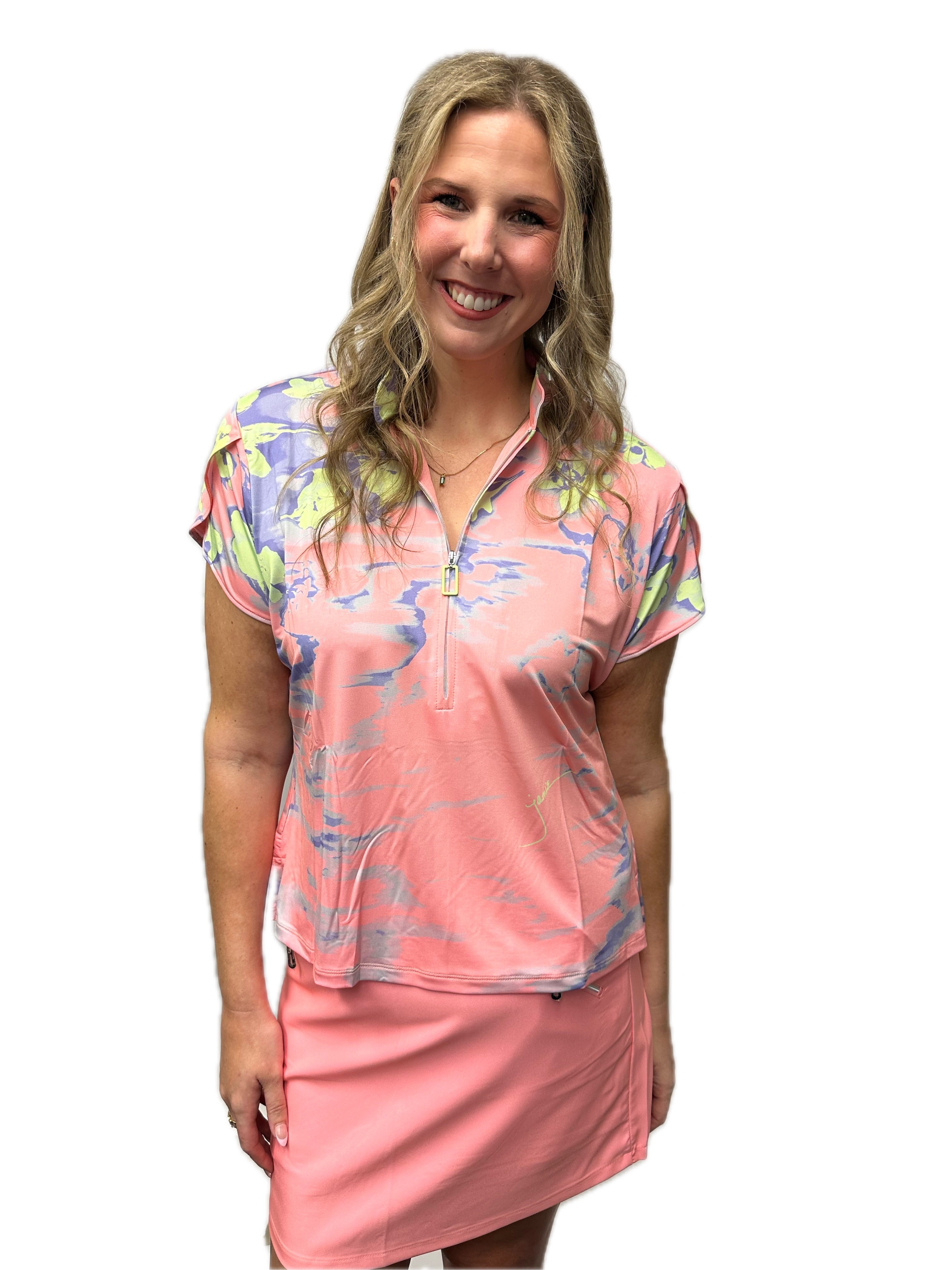 Jamie Sadock Shell Collection: Oasis Print Short Sleeved Shirt