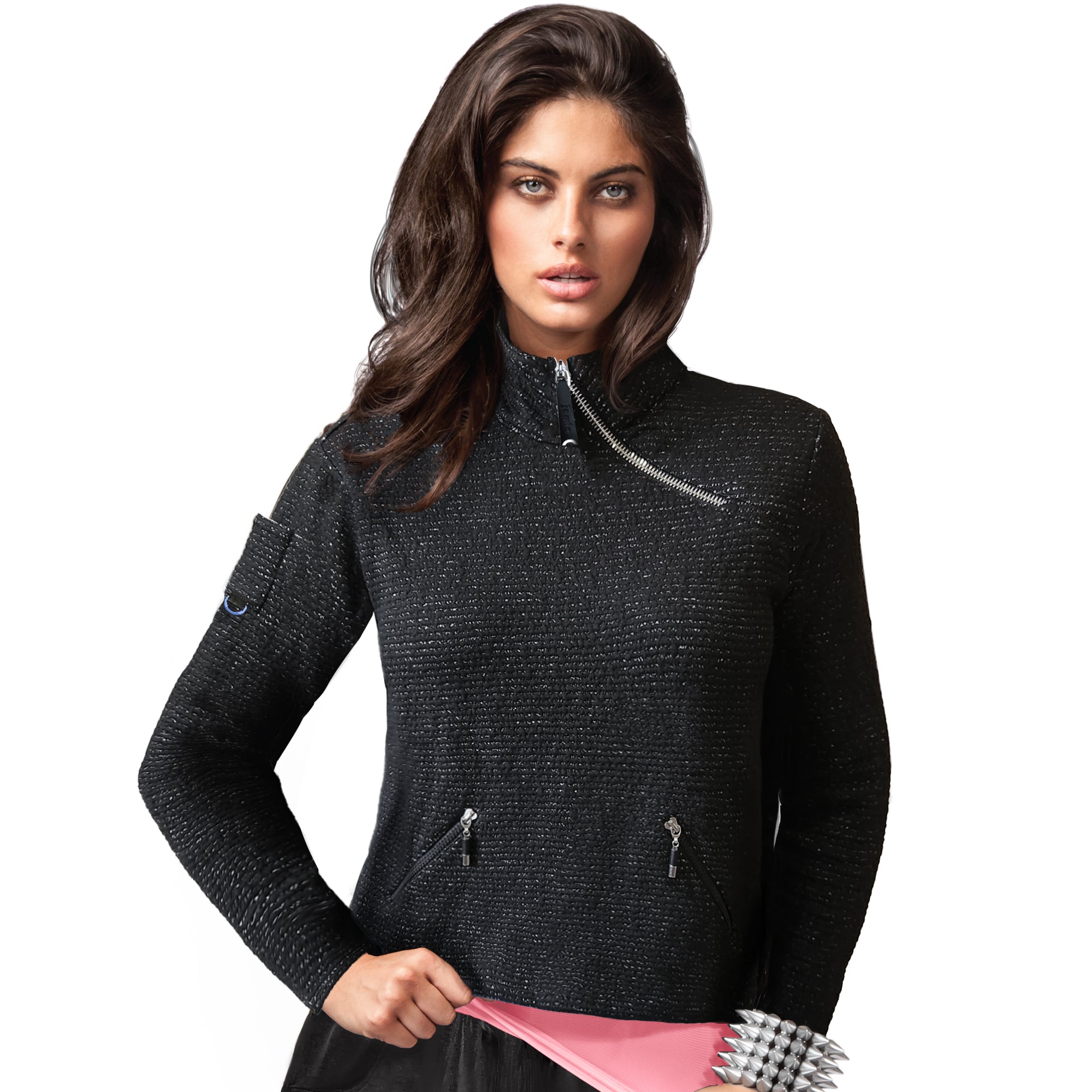 Jamie Sadock Black and White Long Sleeve Sweatshirt-Collection:  Black/White Trimmed Shirt