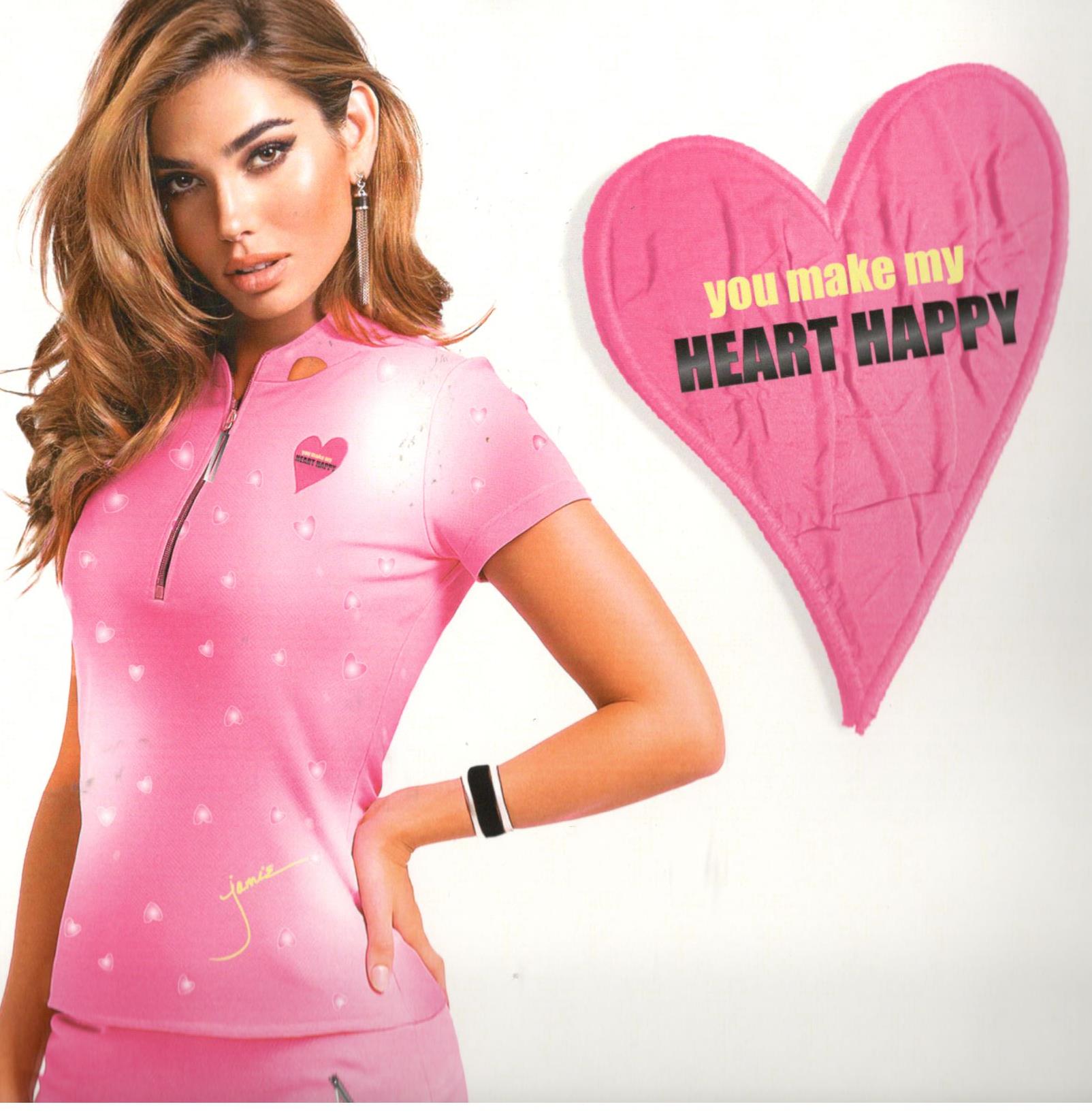 Jamie Sadock Cupid Collection: Cupid Solid Short Sleeved Shirt with Hearts