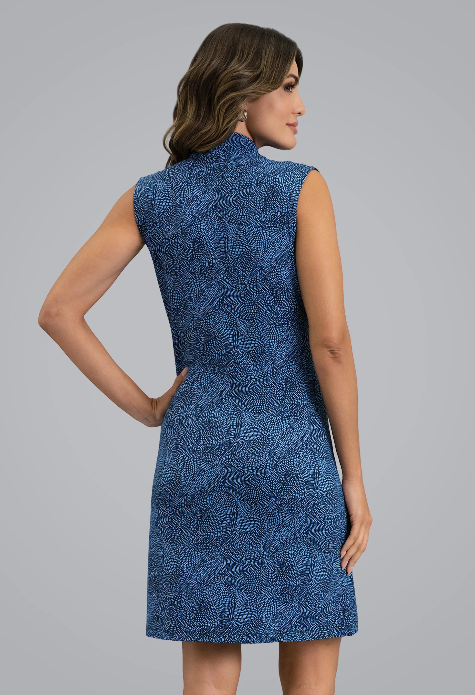 IBKUL Women's Stephanie Print Sleeveless Mock Dress